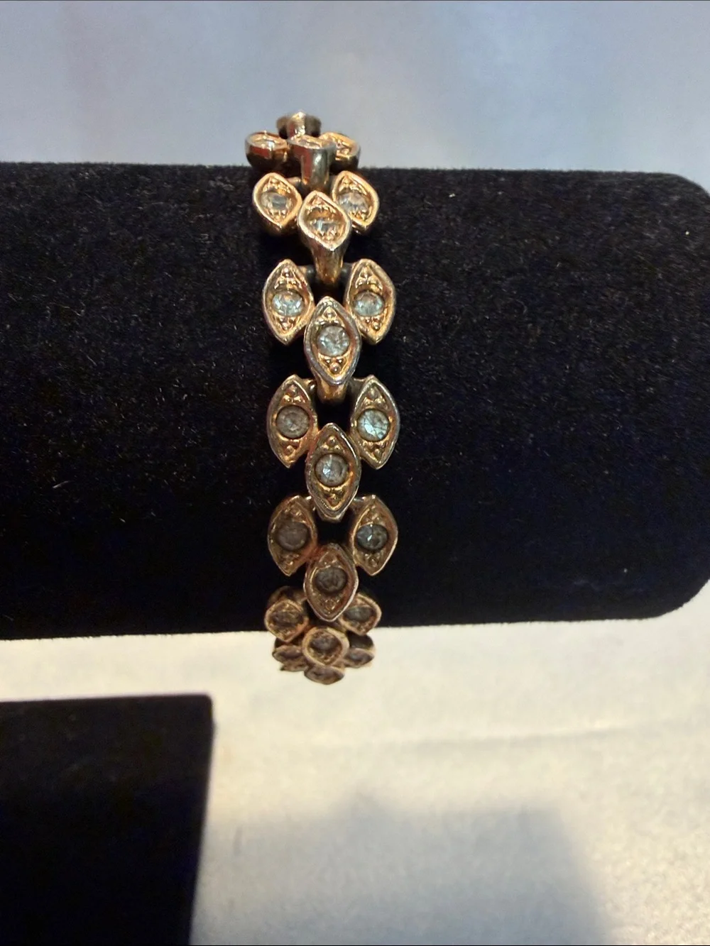 Source Unknown Gold-Tone Marquise Crystal Link Bracelet